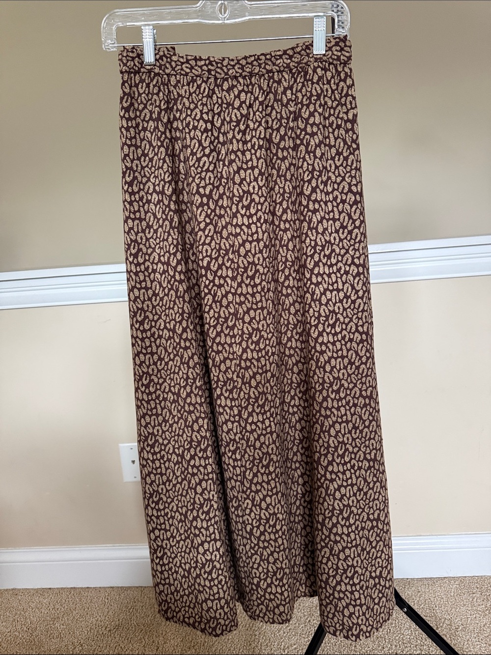 Cathy Daniels Brown with tan Print Elastic Waist Skirt